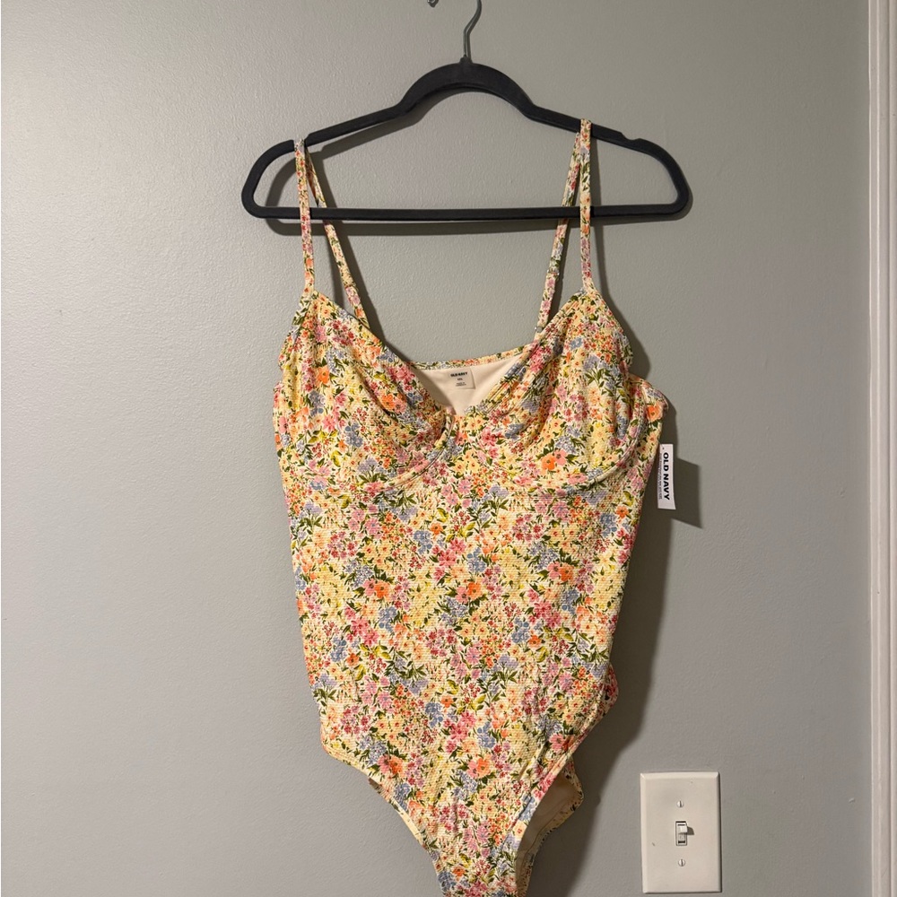 Old Navy Floral One Piece Swimsuit - Yellow Floral